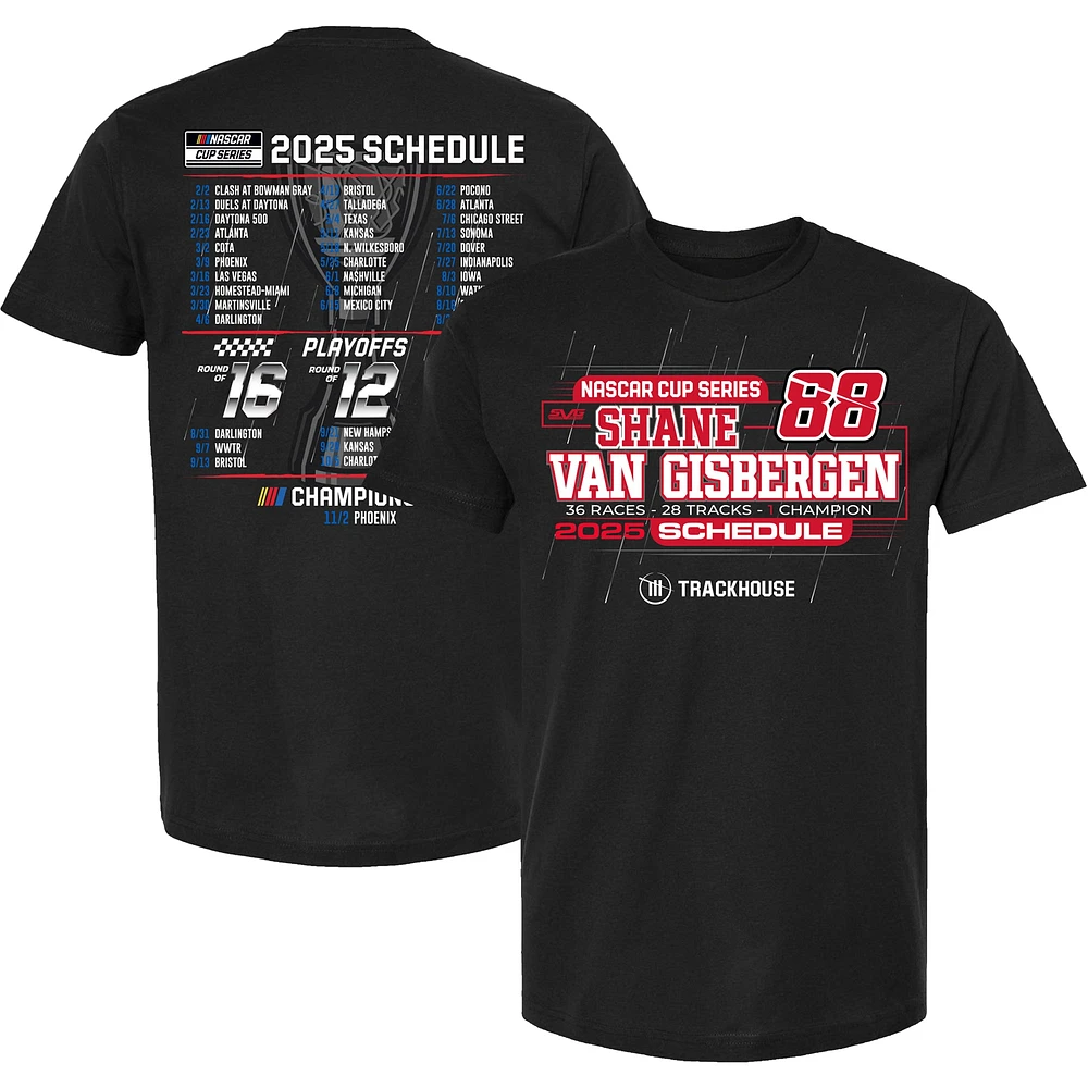 Men's Trackhouse Racing Team Collection Black Shane van Gisbergen 2025 NASCAR Cup Series Schedule T-Shirt