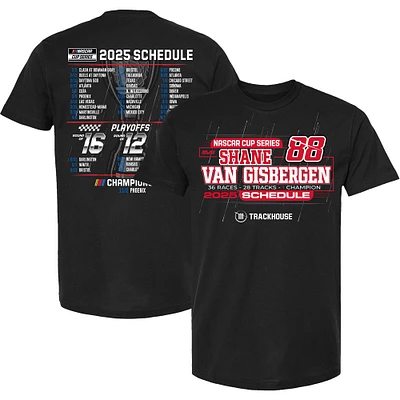 T-shirt noir pour homme de la collection Trackhouse Racing Team Shane van Gisbergen 2025 NASCAR Cup Series