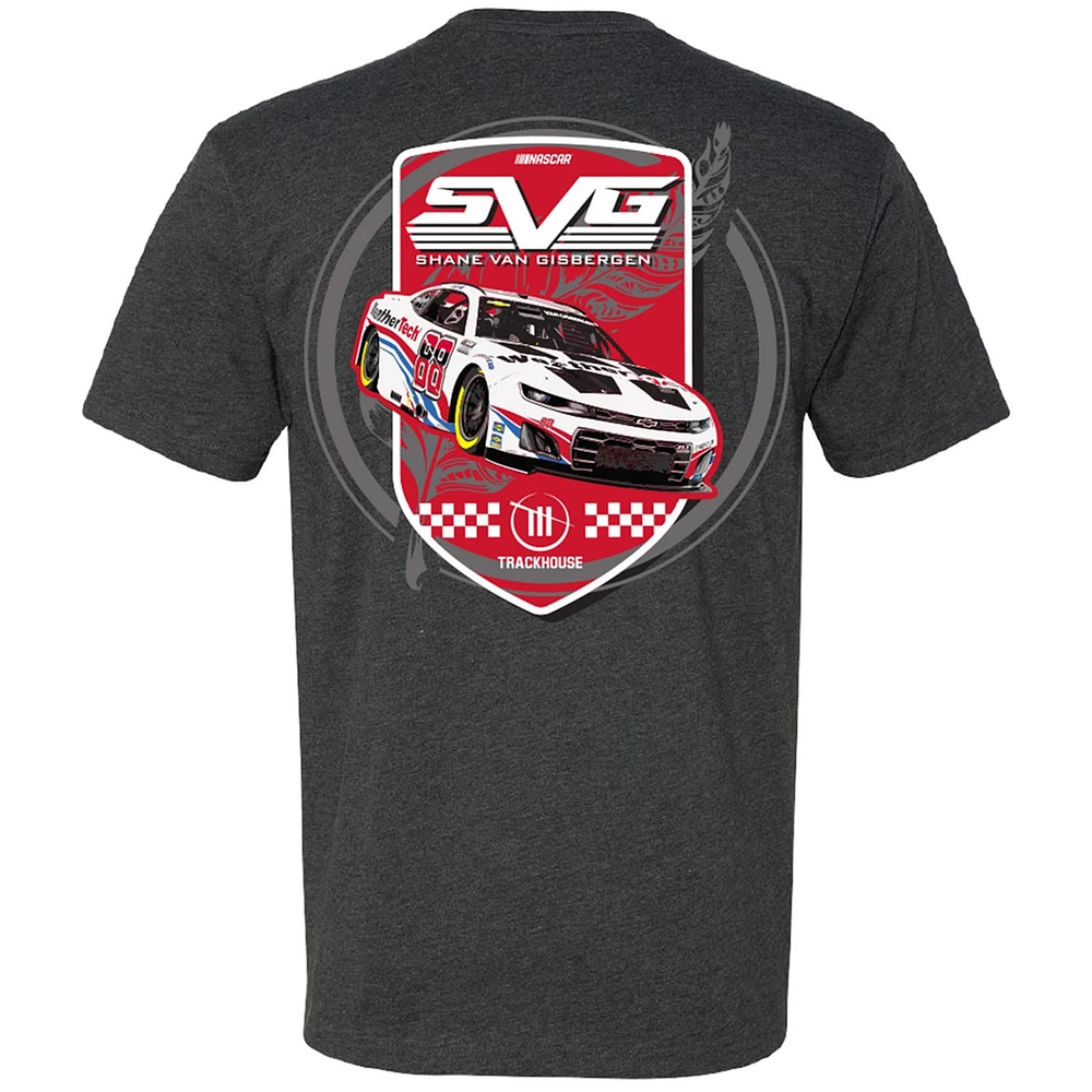 Men's Trackhouse Racing Team Collection  Heather Charcoal Shane van Gisbergen Car T-Shirt