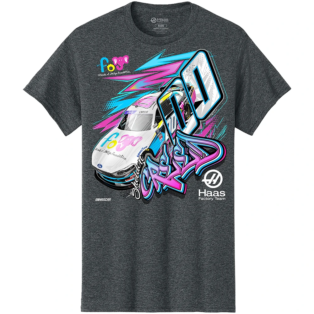 Men's Stewart-Haas Racing Team Collection  Heather Charcoal Sheldon Creed Friends of Jaclyn Car T-Shirt