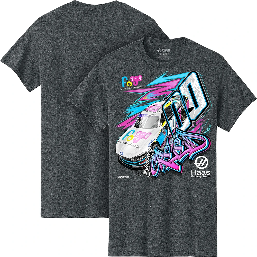 Men's Stewart-Haas Racing Team Collection Heather Charcoal Sheldon Creed Friends of Jaclyn Car T-Shirt