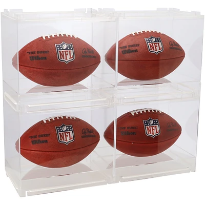 Acrylic Stackable & Collapsible Four Football Display Cases