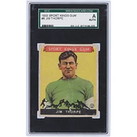 Carte de recrue authentifiée Jim Thorpe Canton Bulldogs 1933 Sport Kings Gum #6 SGC