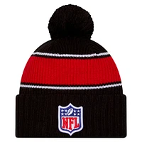 Bonnet en tricot à revers avec pompon NFL 2024 Sideline de New Era pour homme, noir