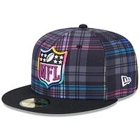 Casquette ajustée 59FIFTY NFL Crucial Catch à carreaux pour homme New Era Black Shield Merchandise 2024