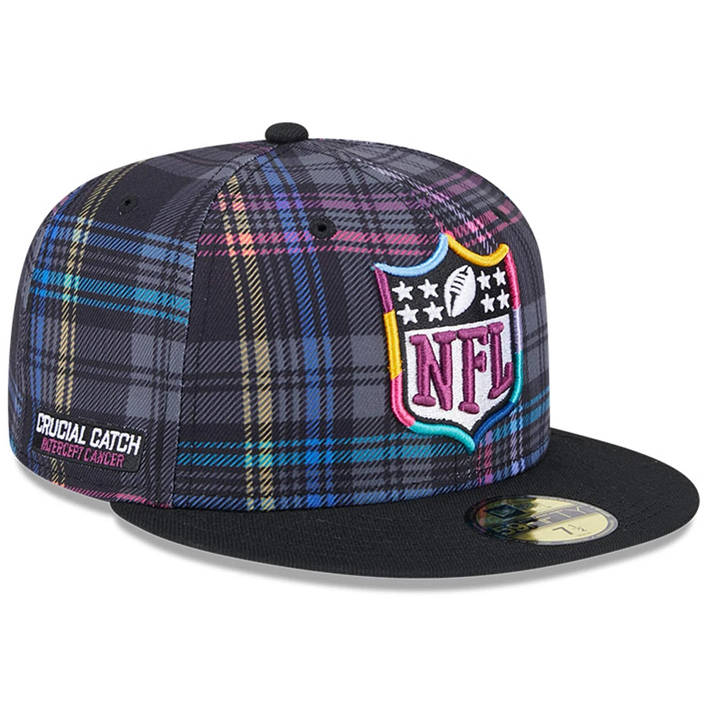 Men's New Era Black Shield Merchandise 2024 NFL Crucial Catch Plaid 59FIFTY Fitted Hat