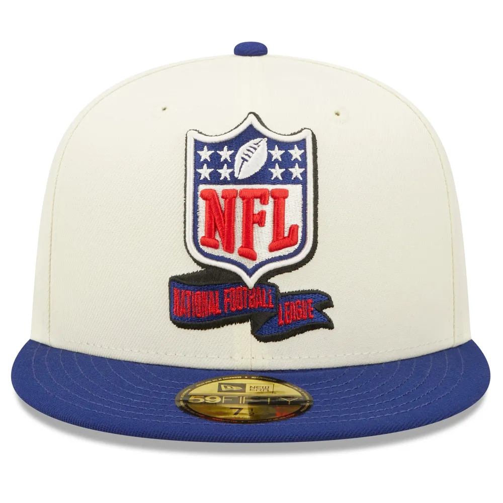 Men's New Era Cream/Royal Los Angeles Rams 2022 Sideline 59FIFTY Fitted Hat