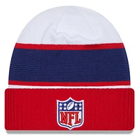 Bonnet en tricot à revers technique Sideline NFL 2023 New Era pour homme, blanc/bleu marine