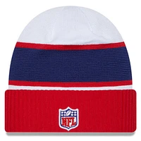 Bonnet en tricot à revers technique Sideline NFL 2023 New Era pour homme, blanc/bleu marine