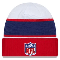 Bonnet en tricot à revers technique Sideline NFL 2023 New Era pour homme, blanc/bleu marine