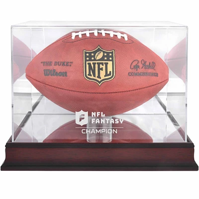 NFL Fantasy Football Champion Mahogany Football Team Logo Display Case with Mirror Back