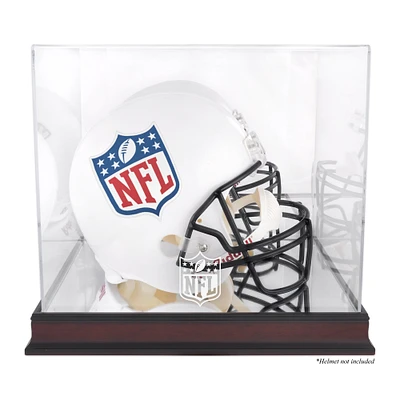 NFL Shield Mahogany Helmet Logo Display Case with Mirror Back