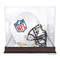 NFL Shield Mahogany Helmet Logo Display Case with Mirror Back