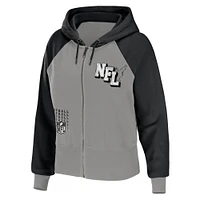 Sweat à capuche léger entièrement zippé blocs de couleurs NFL Shield Merchandise gris pour femme WEAR by Erin Andrews