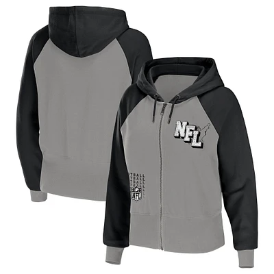 Sweat à capuche léger entièrement zippé blocs de couleurs NFL Shield Merchandise gris pour femme WEAR by Erin Andrews