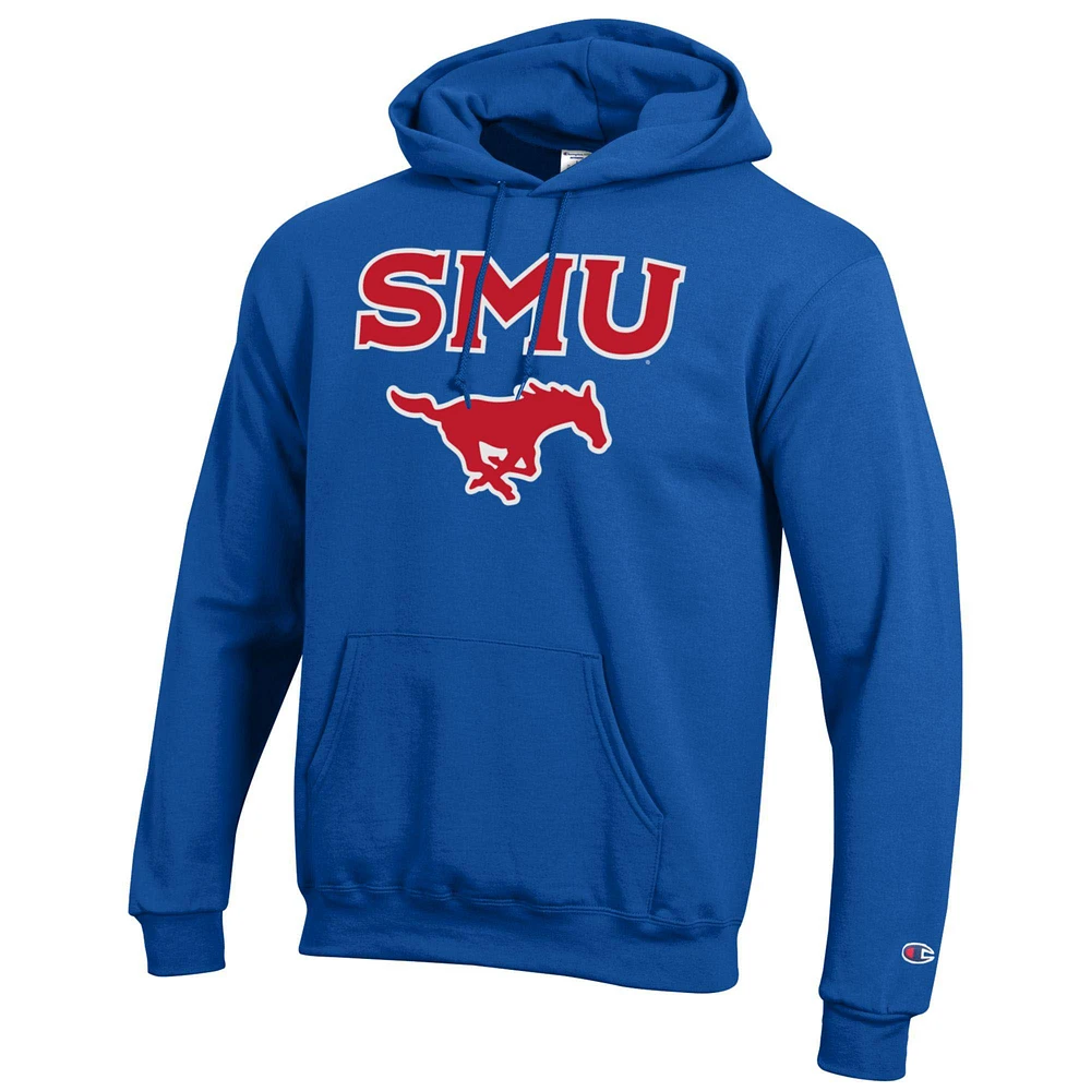 Men's Champion  Royal SMU Mustangs Arch Over Logo Pullover Hoodie