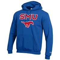 Men's Champion  Royal SMU Mustangs Arch Over Logo Pullover Hoodie