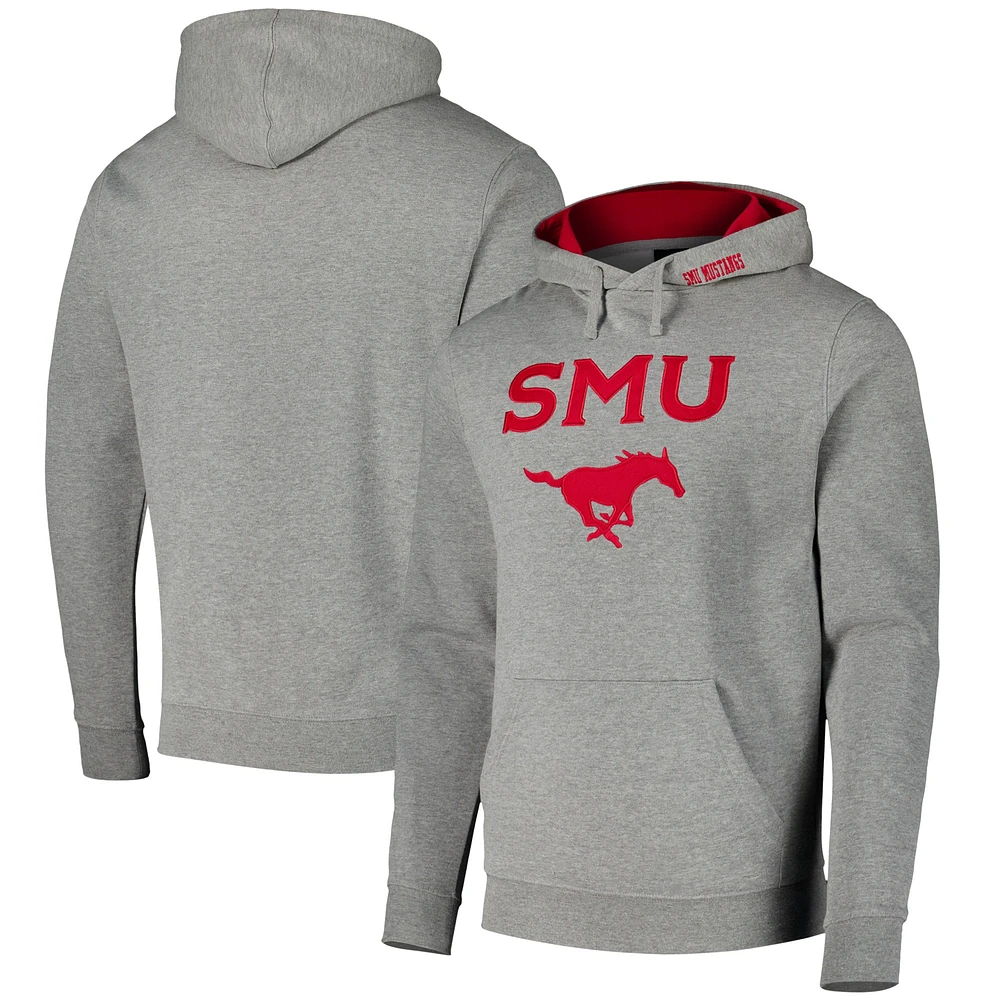 Chandail à capuchon avec arche et logo SMU Mustangs Colosseum gris chiné pour hommes