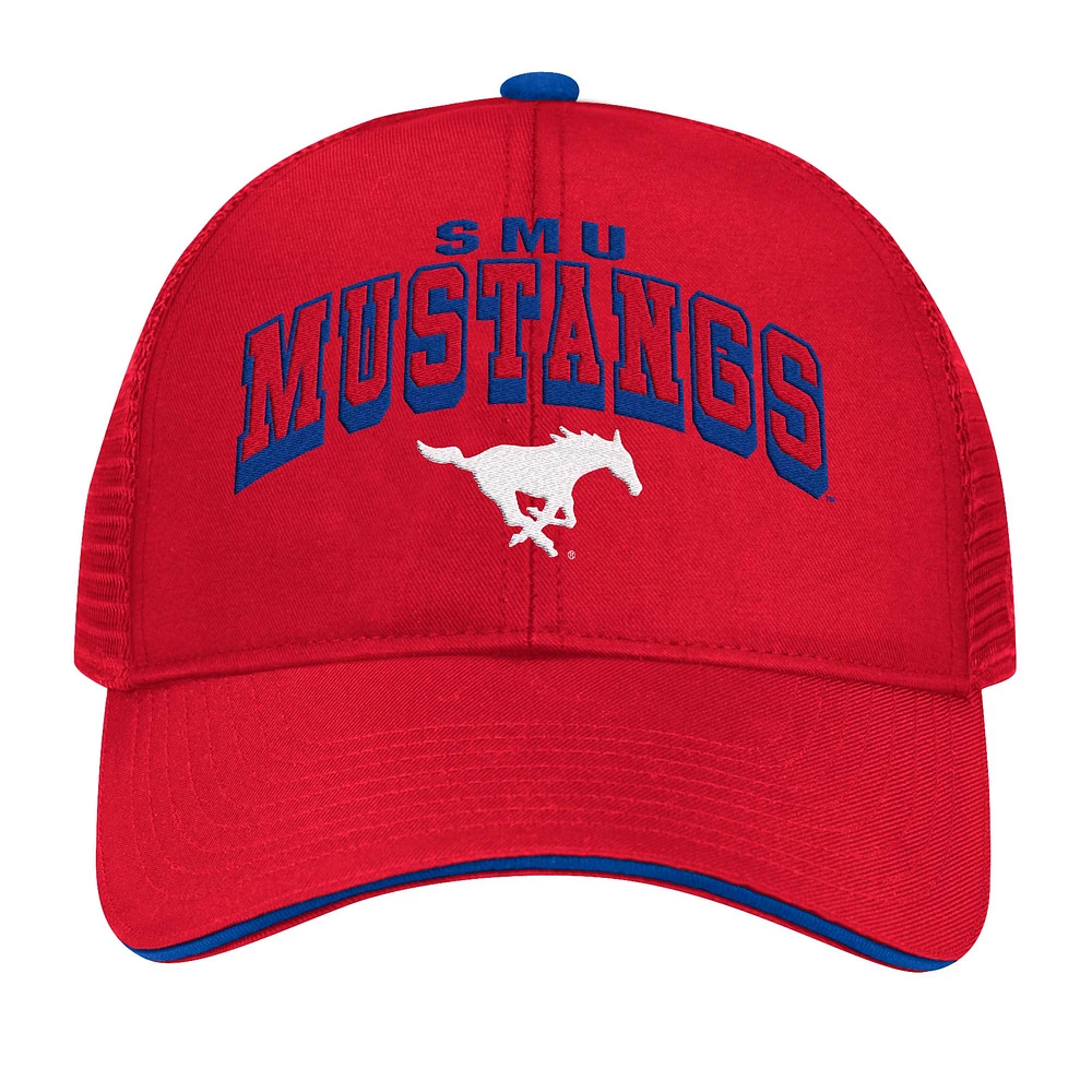 Men's Colosseum Red SMU Mustangs Wyatt Primary Team Trucker Adjustable Hat