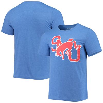 Men's Homefield Heathered Royal SMU Mustangs Vintage Logo T-Shirt