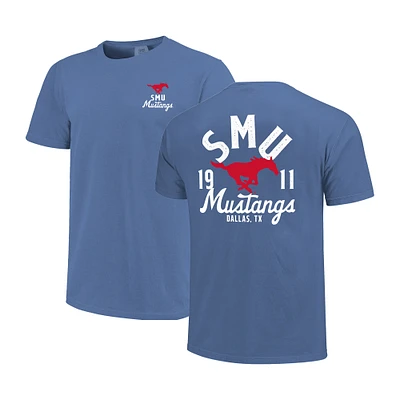 Men's Royal SMU Mustangs Comfort Colors Mascot Overlay T-Shirt