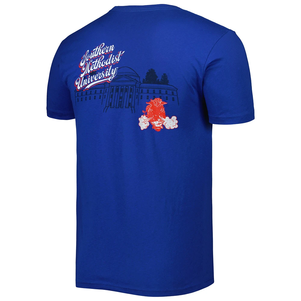 Men's Royal SMU Mustangs Mascot Scenery Premium T-Shirt