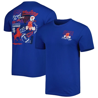 T-shirt Royal SMU Mustangs à travers les années pour homme