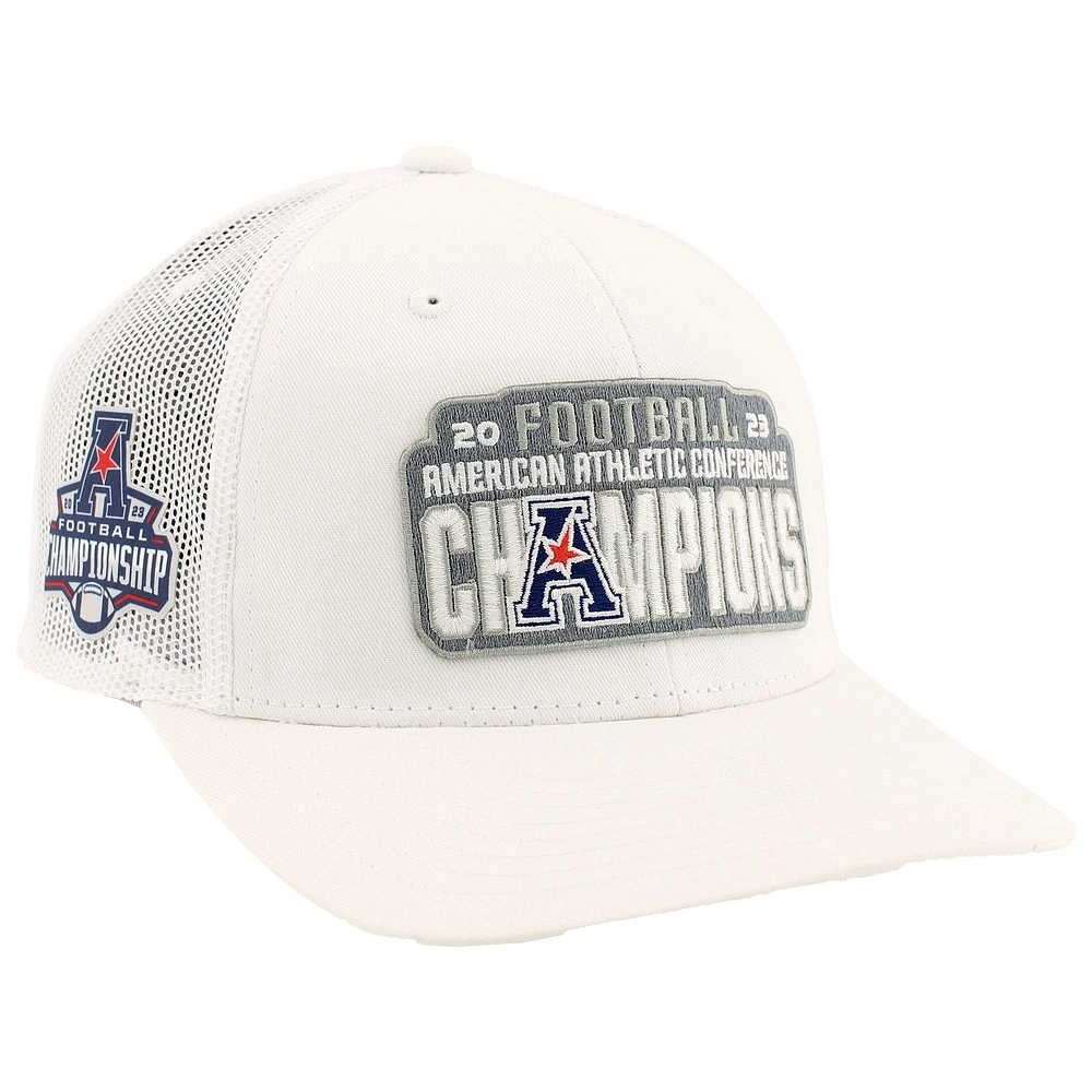 Casquette de camionneur réglable Zephyr White SMU Mustangs 2023 AAC Football Conference Champions pour hommes