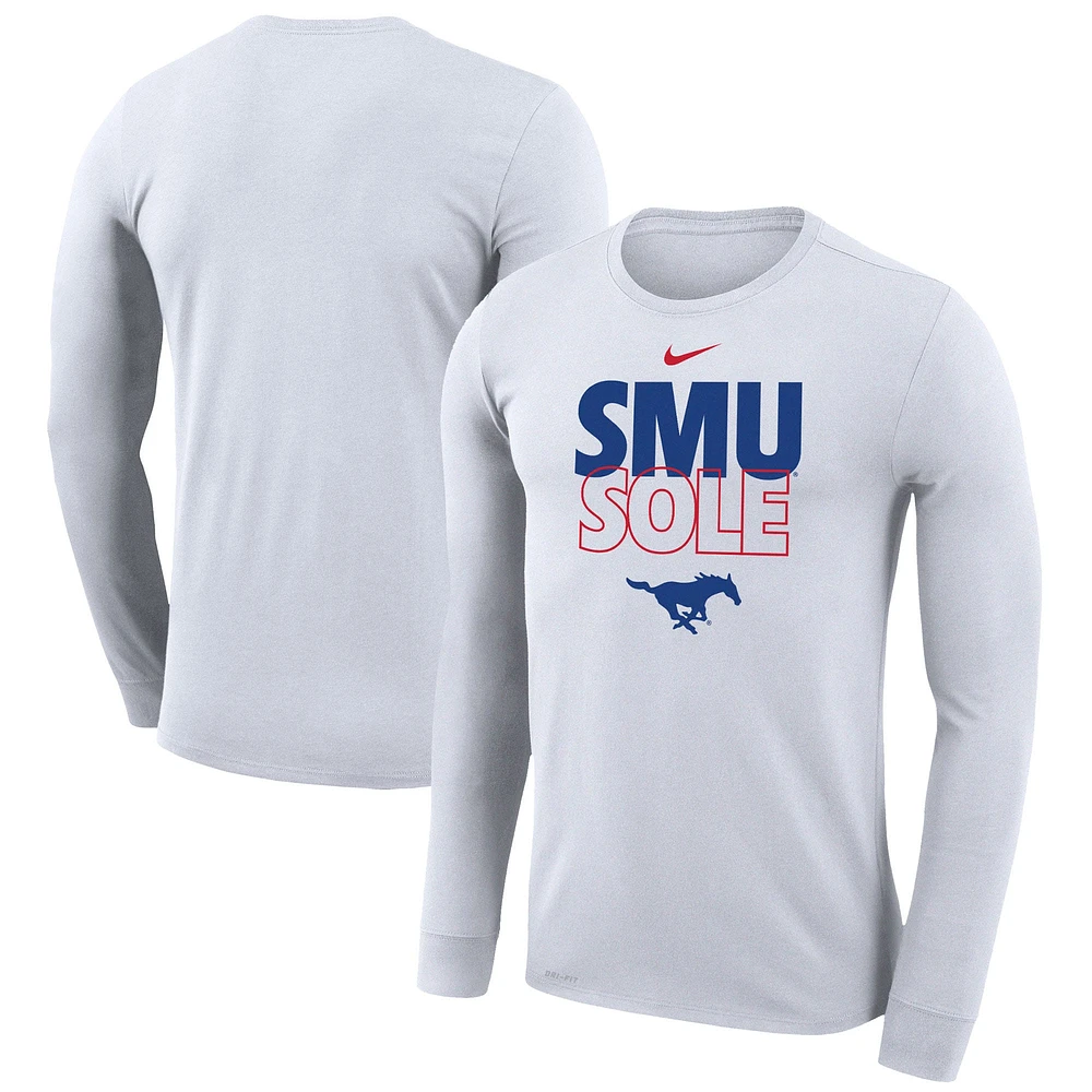 T-shirt à manches longues Nike SMU Mustangs 2023 On Court Bench blanc