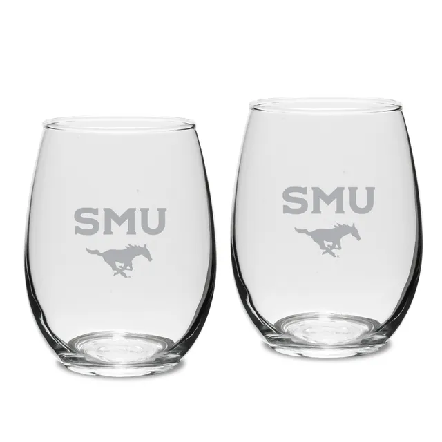 SMU Mustangs 21oz. 2-Piece Stemless Wine Glass Set