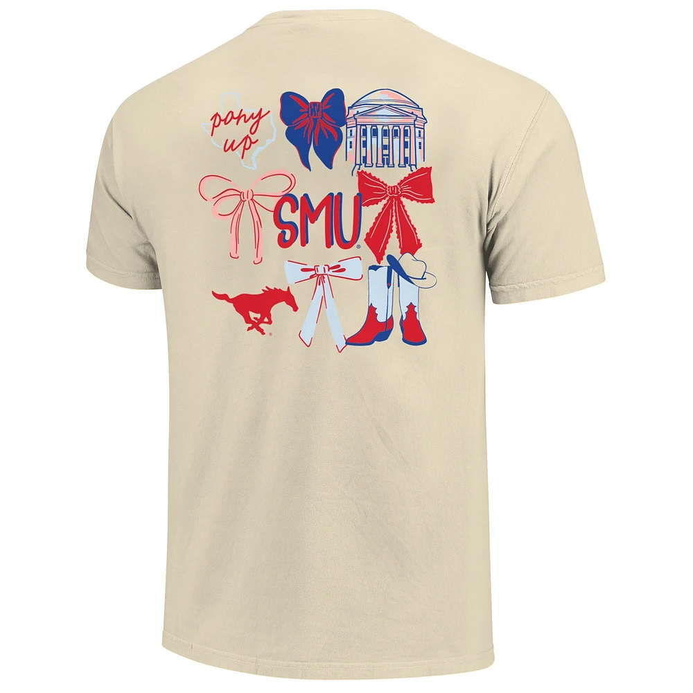 T-shirt confortable pour femme, crème, couleurs SMU Mustangs Coquette