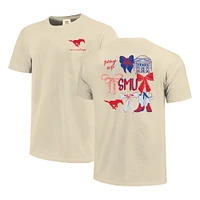 T-shirt confortable pour femme, crème, couleurs SMU Mustangs Coquette