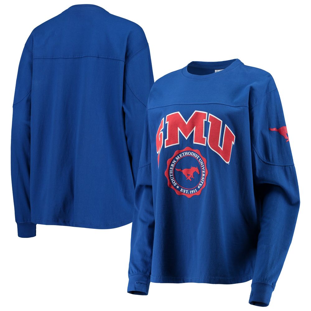 Women's Pressbox Royal SMU Mustangs Edith Long Sleeve T-Shirt