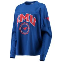 Women's Pressbox Royal SMU Mustangs Edith Long Sleeve T-Shirt