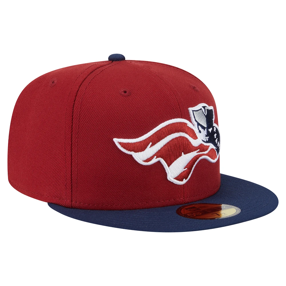 Men's New Era  Burgundy/Navy Somerset Patriots Authentic Collection 59FIFTY Fitted Hat