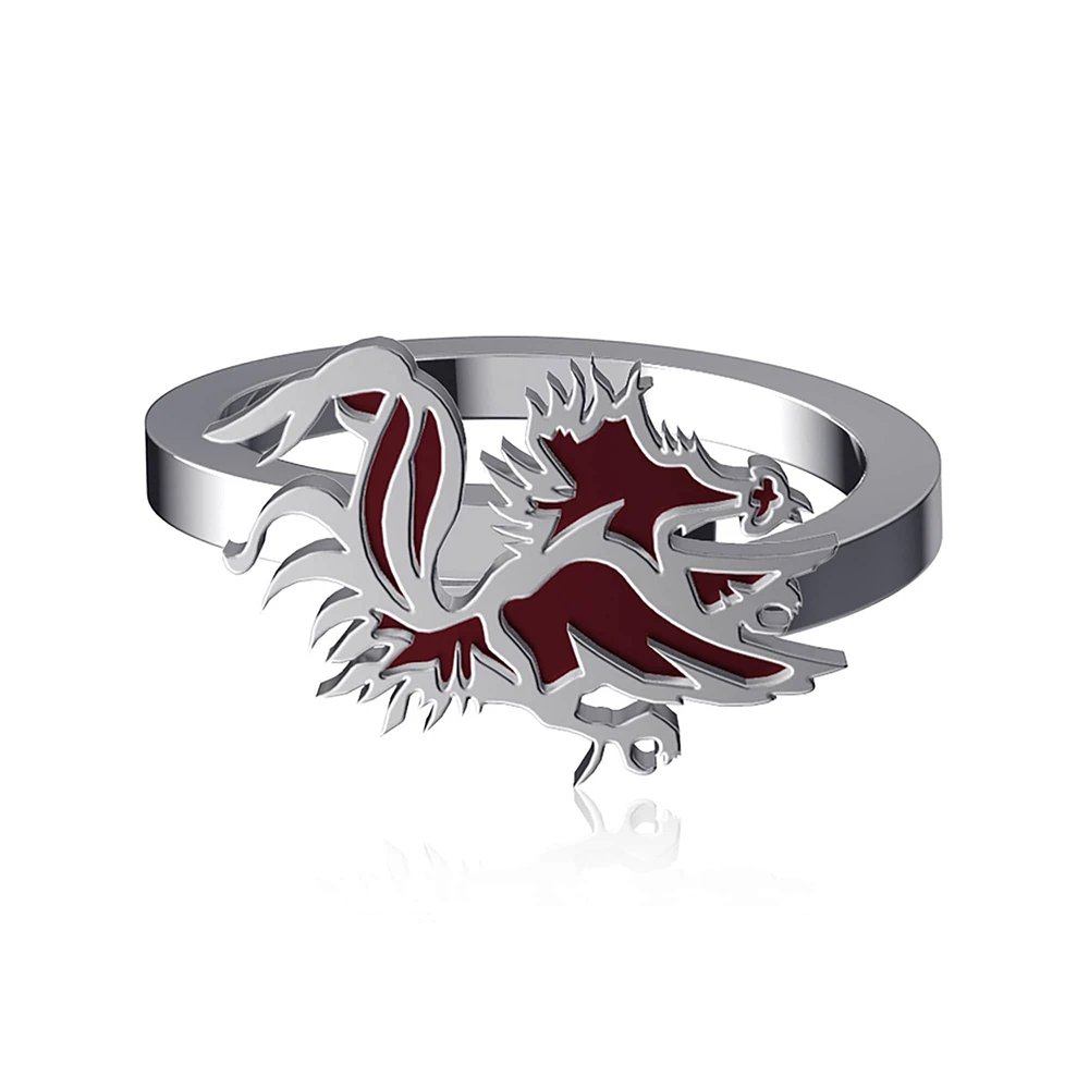 Dayna Designs South Carolina Gamecocks Bypass Enamel Silver Ring