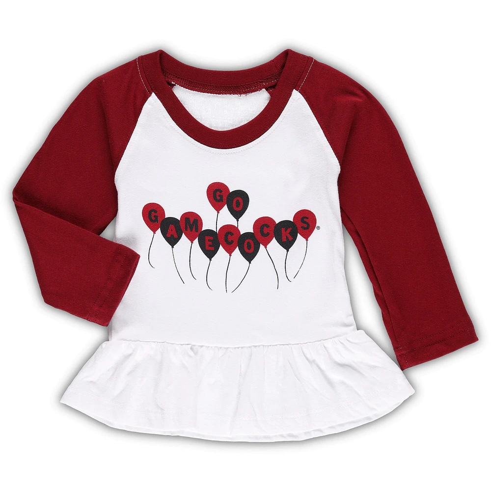 Girls Infant Wes & Willy Garnet/White South Carolina Gamecocks Balloon Raglan 3/4-Sleeve T-Shirt Leggings Set