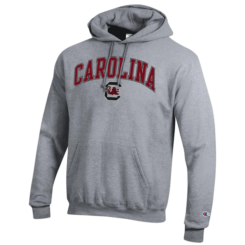Men's Champion  Heather Gray South Carolina Gamecocks Arch Over Logo Pullover Hoodie