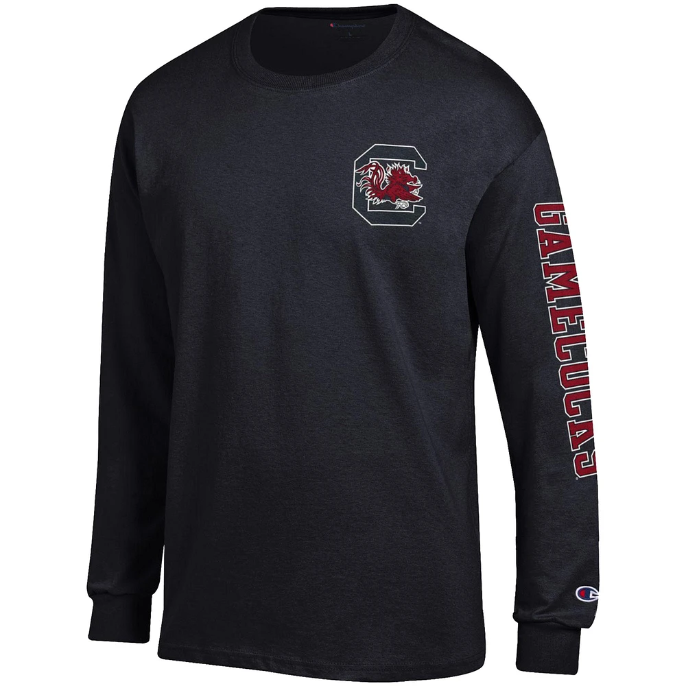 Men's Champion Black South Carolina Gamecocks Team Stack 3-Hit Long Sleeve T-Shirt