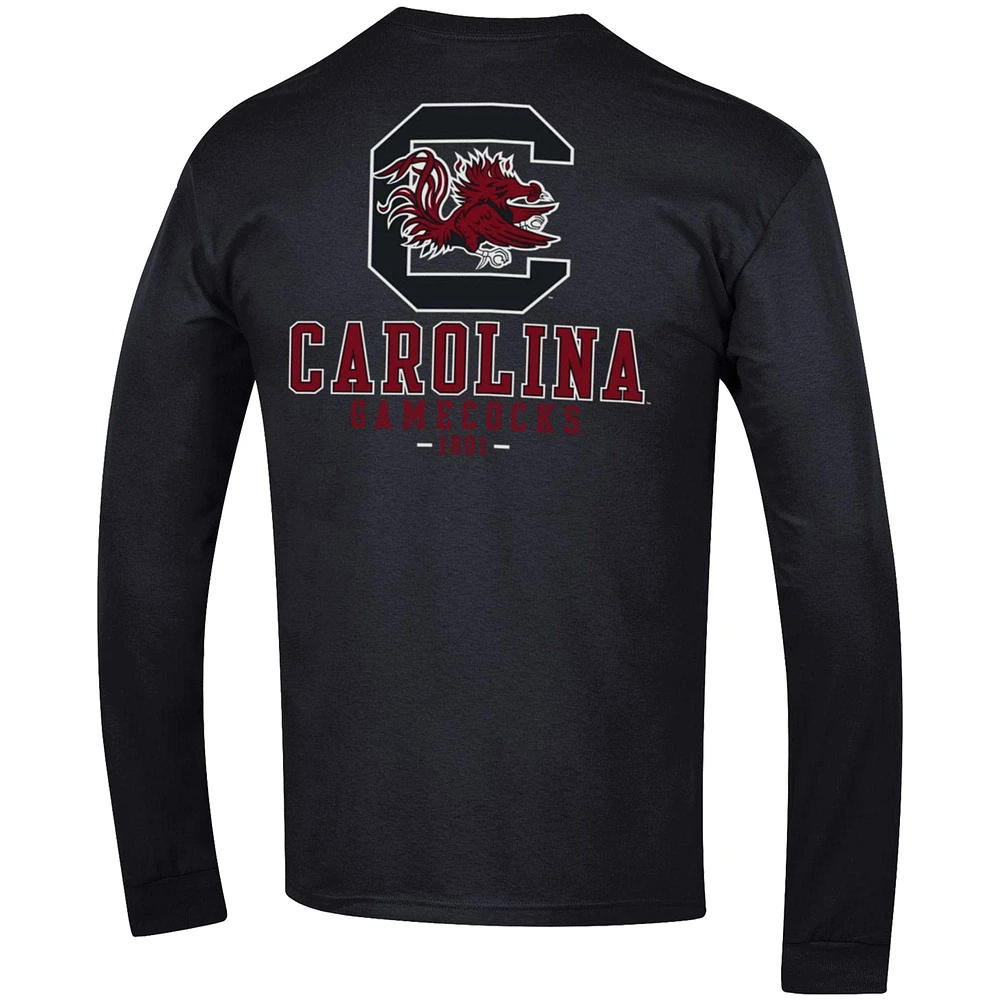 Men's Champion Black South Carolina Gamecocks Team Stack 3-Hit Long Sleeve T-Shirt