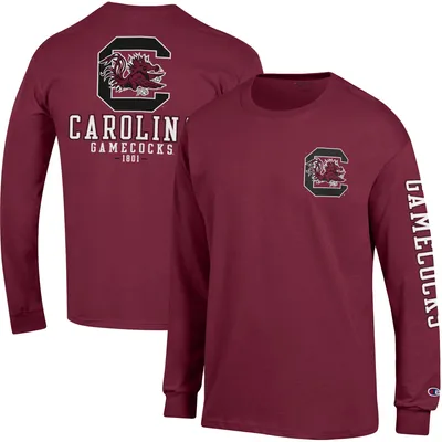 T-shirt à manches longues pour homme Champion Garnet South Carolina Gamecocks Team Stack 3-Hit