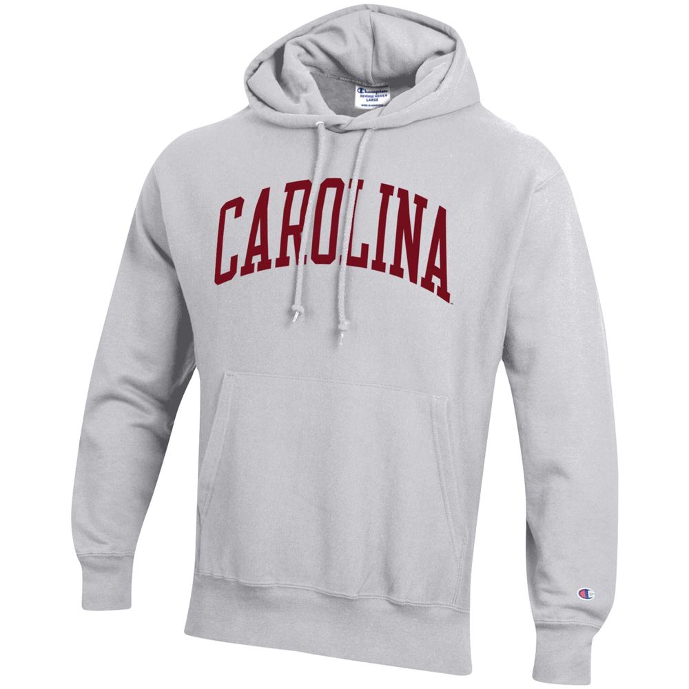 Men's Champion Heathered Gray South Carolina Gamecocks Team Arch Reverse Weave Pullover Hoodie