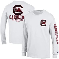 T-shirt à manches longues Team Stack 3-Hit Champion White South Carolina Gamecocks pour homme