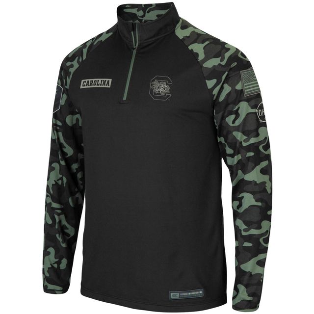 Colosseum Black South Carolina Gamecocks pour homme OHT Military Appreciation Take Flight Raglan Quarter-Zip Jacket