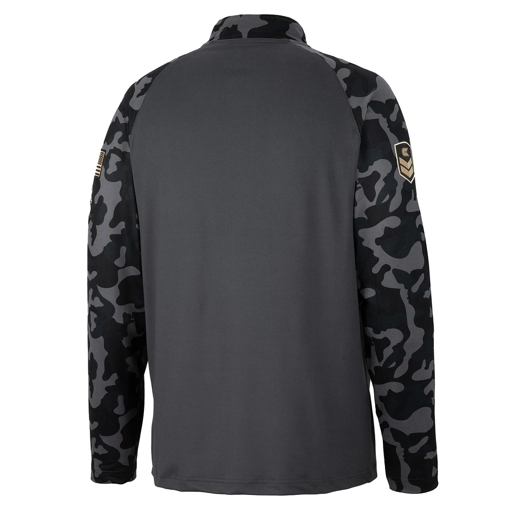 Men's Colosseum Charcoal South Carolina Gamecocks OHT Military Appreciation Long Range Raglan Quarter-Zip Jacket