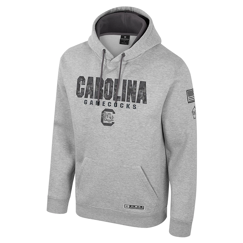 Sweat à capuche imprimé militaire Oorah OHT pour homme Colosseum Heather Gray South Carolina Gamecocks