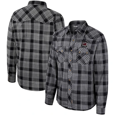 Men's Colosseum x Wrangler  Black South Carolina Gamecocks Plaid Western Long Sleeve Full-Snap Shirt