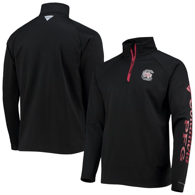 Veste Columbia South Carolina Gamecocks Terminal Tackle Fleece Raglan Omni-Shade Quarter-Zip pour homme, noir