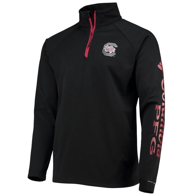 Veste Columbia South Carolina Gamecocks Terminal Tackle Fleece Raglan Omni-Shade Quarter-Zip pour homme, noir