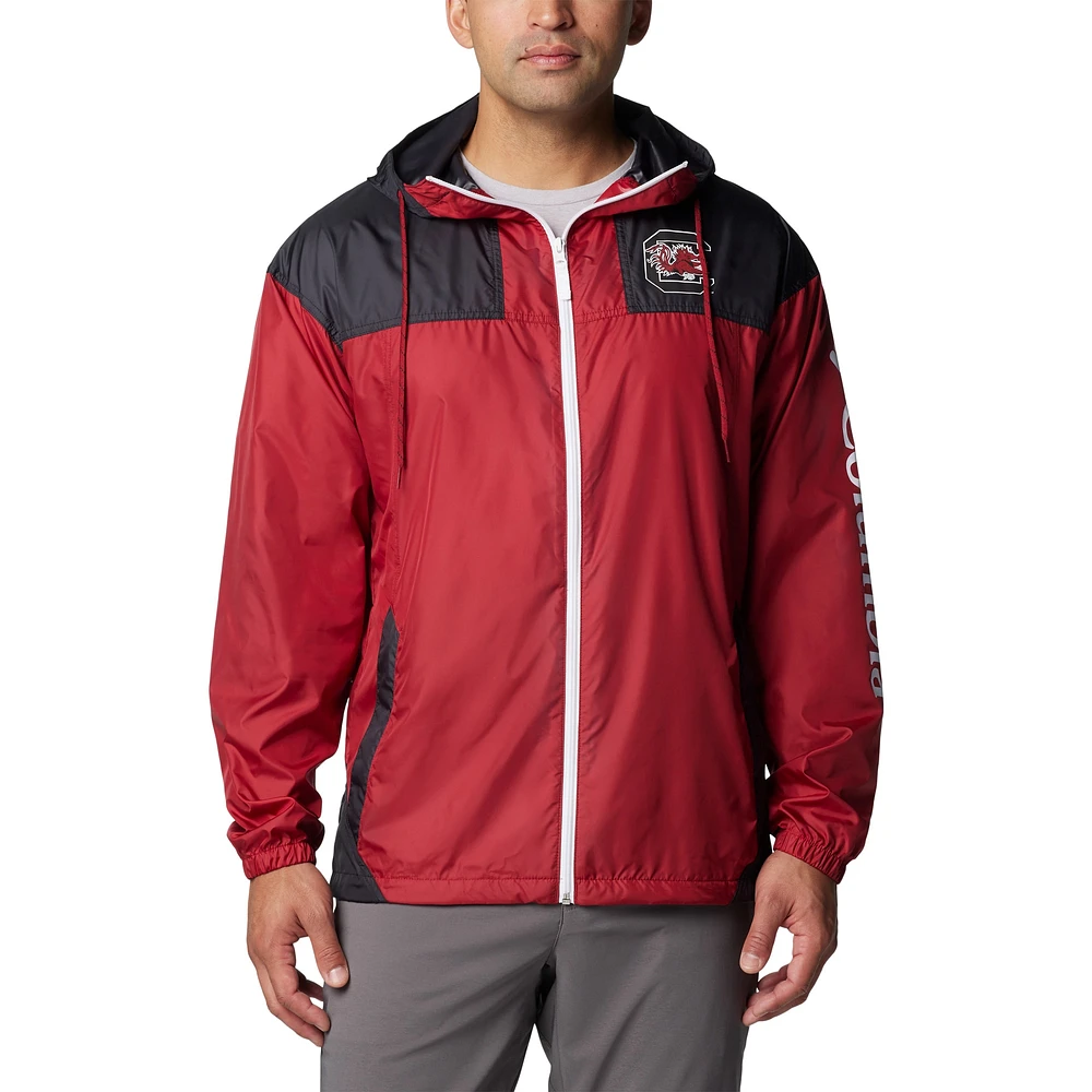 Veste coupe-vent entièrement zippée Columbia Garnet South Carolina Gamecocks Flash Challenger II Omni-Shade pour homme